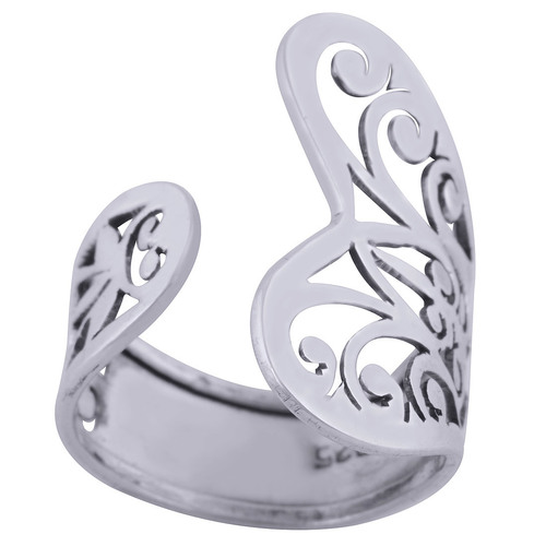 Gorgeous Jali Cut Out Plain 925 Sterling Solid Silver Handmade Ring Size: Length: 25 Mm X Width: 18 Mm