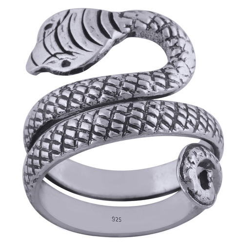 Snake Engraved On Plain 925 Sterling Solid Silver Handmade Ring Gender: Children