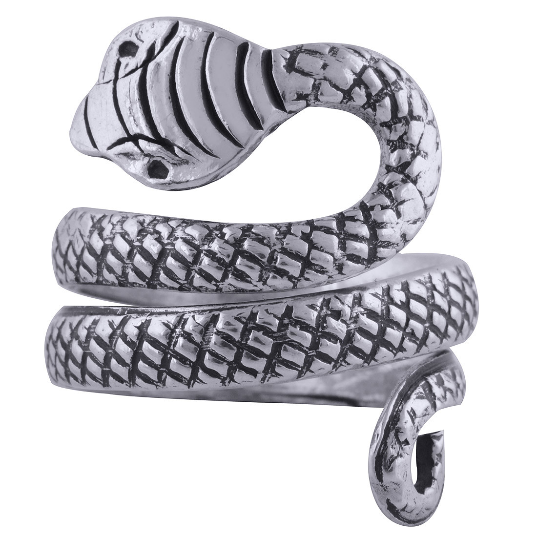 Snake Engraved On Plain 925 Sterling Solid Silver Handmade Ring Gender: Children