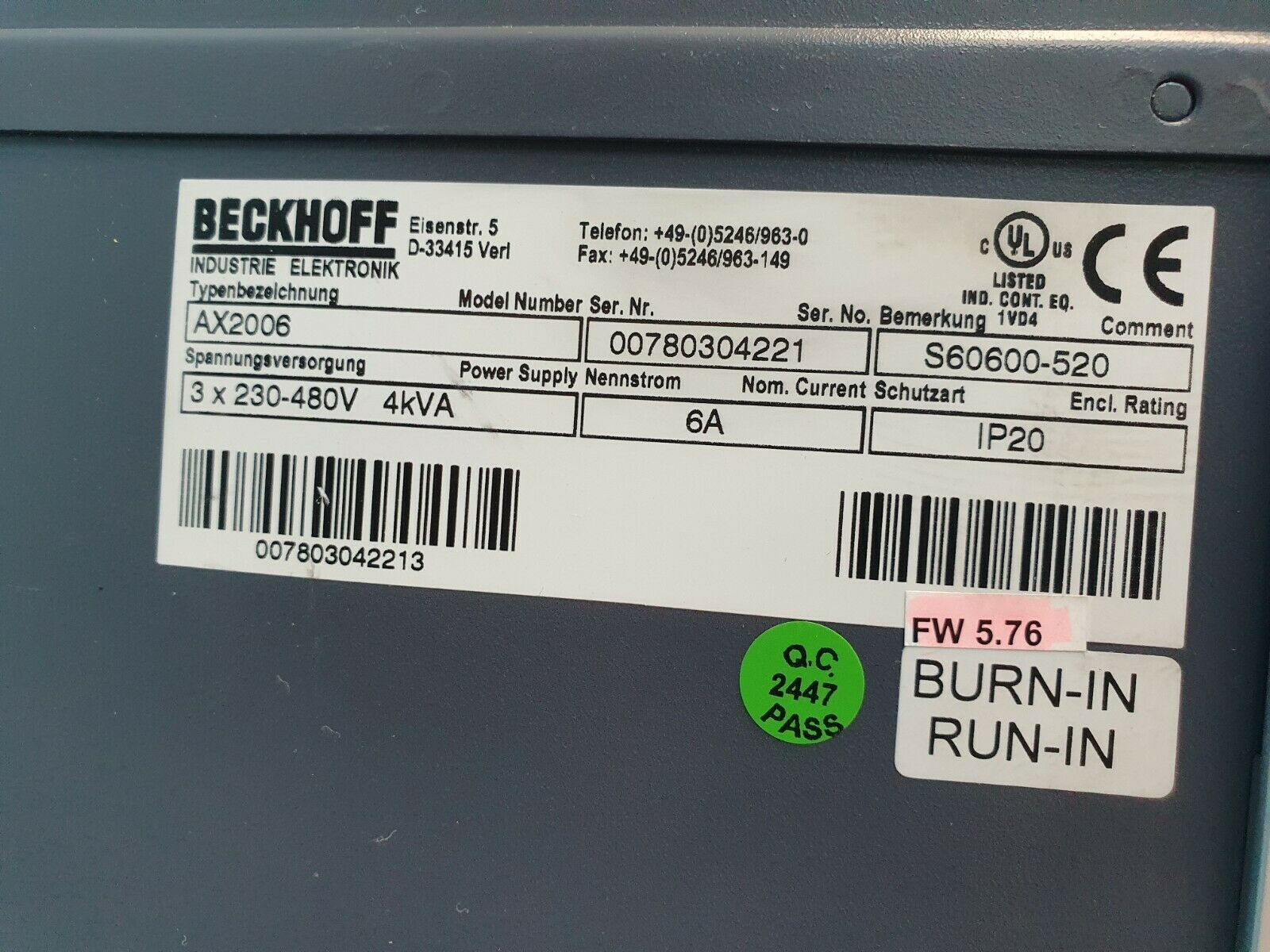 Beckhoff S60600-520