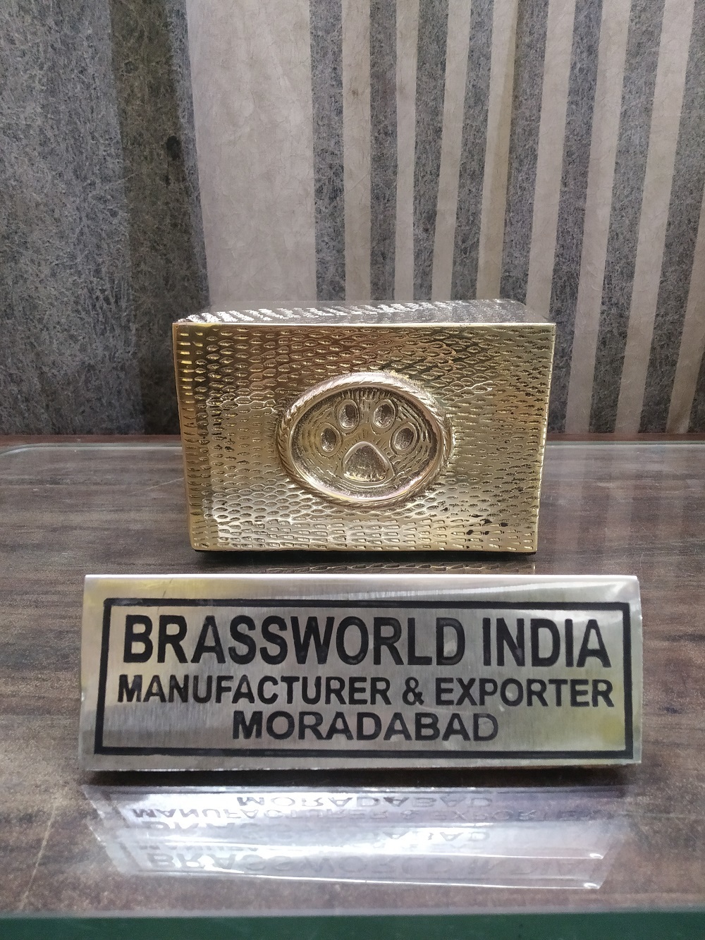 Brass Bright Pet Paw Funeral Box Urn Funeral Supplies