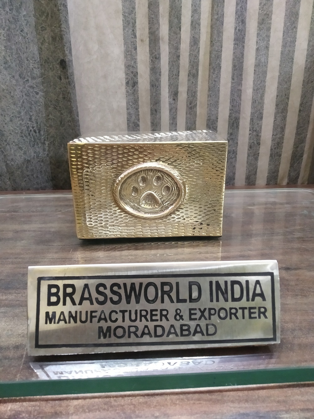 Brass Bright Pet Paw Funeral Box Urn Funeral Supplies