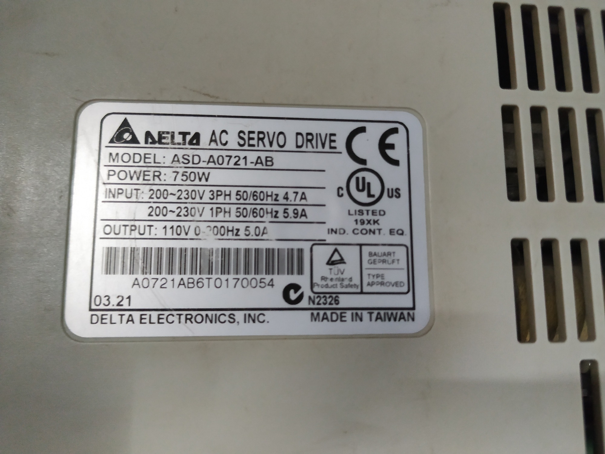 Delta Ac Servo Drive Asd-a0721-ab