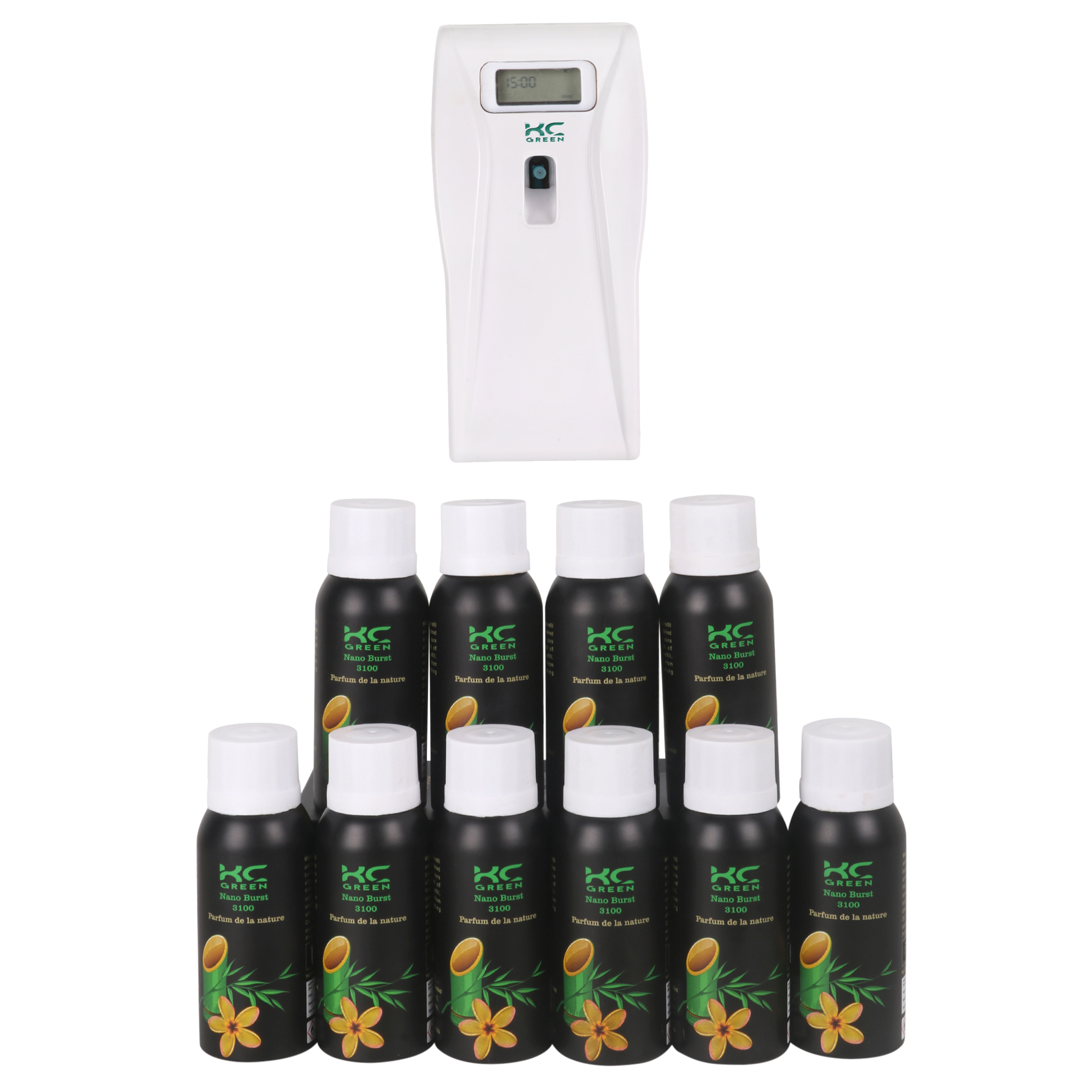 Aerosol Nanoburst Dispenser Refill - Aluminium 110ml | 20 Fragrance Options, Room Freshener, Elegant Black Finish