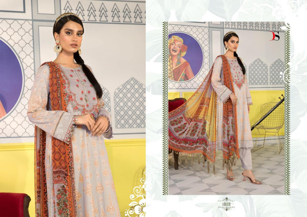Multi Color Deepsy Maria B M Prints-21 Pakistani Style Ptatch Work Suits Catalog
