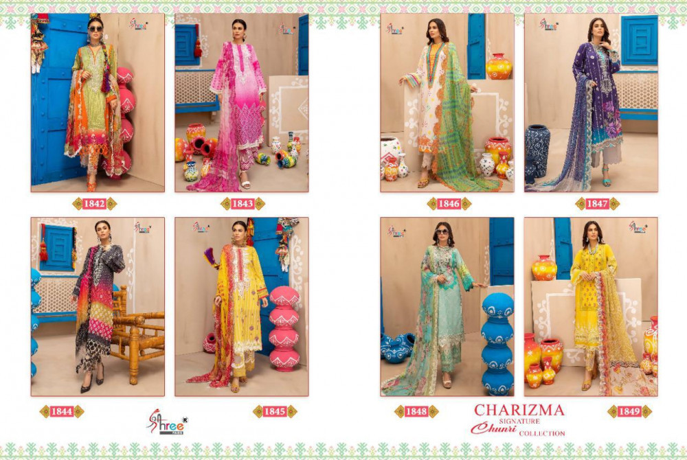 Charizma Signature Chunari Collection - Pure Cotton Heavy Embroidery, Unstitched Fabric, Multi Color | Full Sleeves, Casual Dress, Suitable For All Seasons