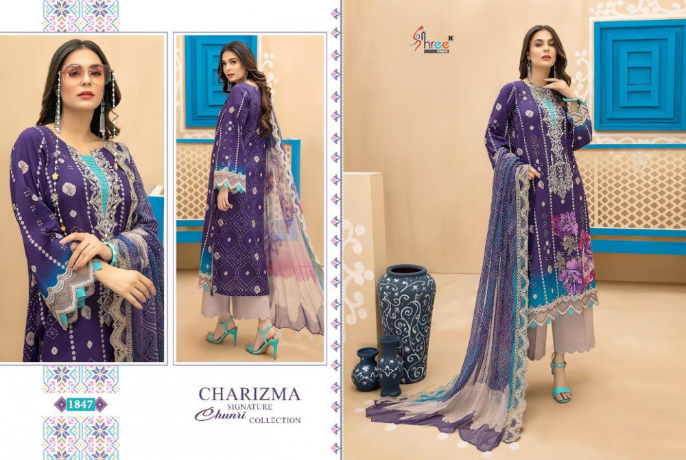 Charizma Signature Chunari Collection - Pure Cotton Heavy Embroidery, Unstitched Fabric, Multi Color | Full Sleeves, Casual Dress, Suitable For All Seasons