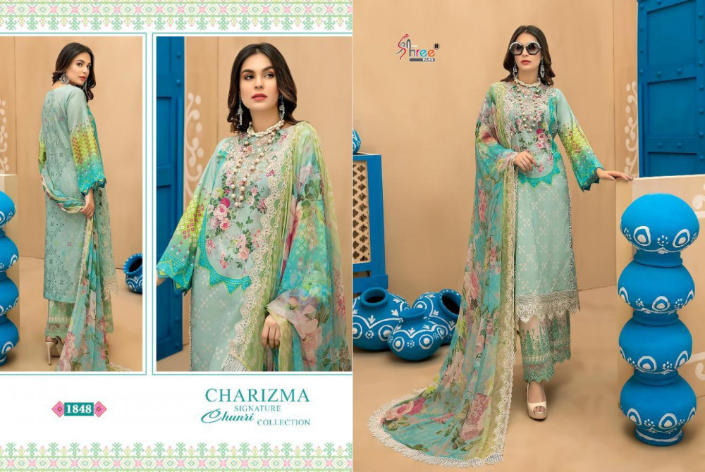 Charizma Signature Chunari Collection - Pure Cotton Heavy Embroidery, Unstitched Fabric, Multi Color | Full Sleeves, Casual Dress, Suitable For All Seasons