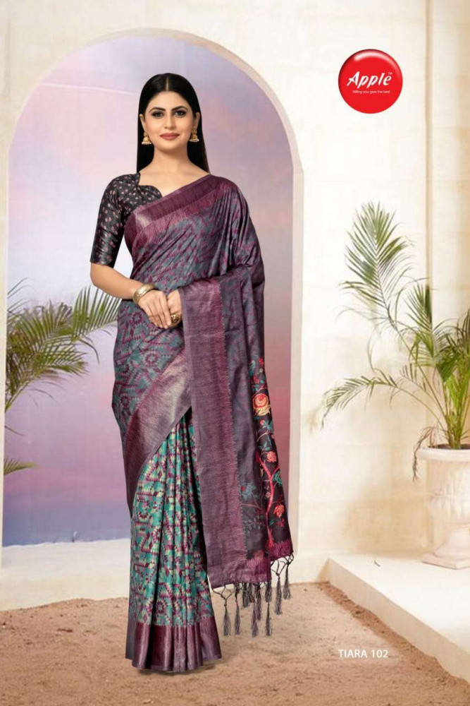 Multi Color Apples Saree Titara Dola Silk With Border Sarees Catalog