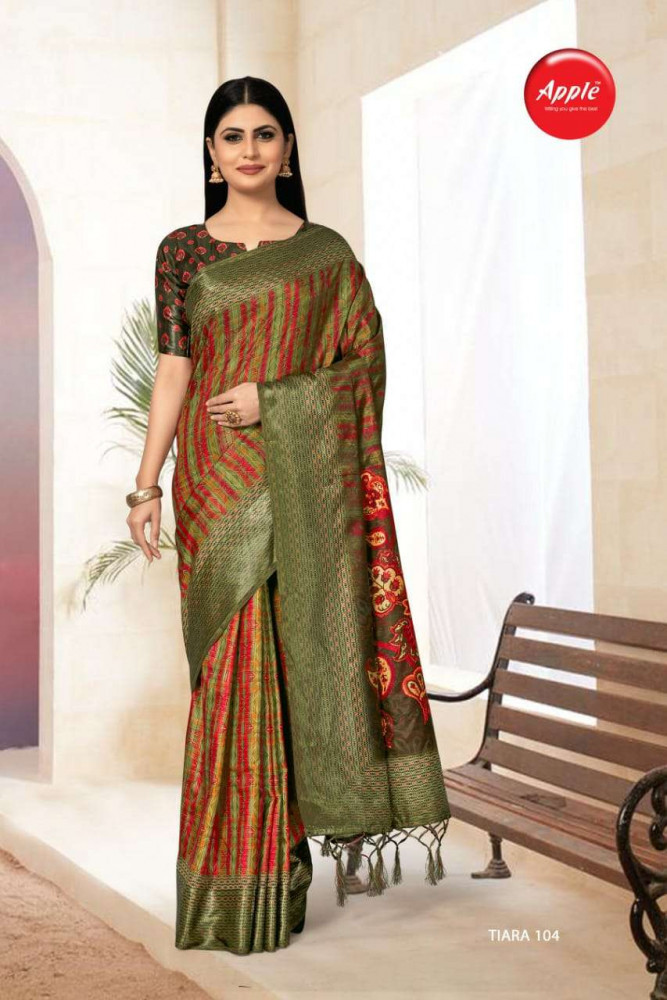 Multi Color Apples Saree Titara Dola Silk With Border Sarees Catalog