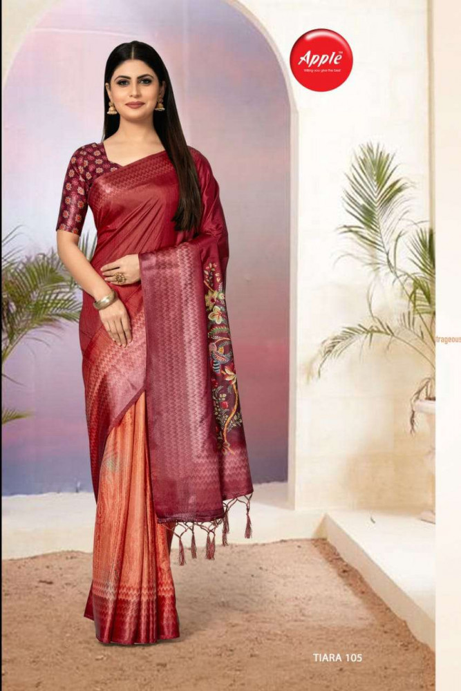 Multi Color Apples Saree Titara Dola Silk With Border Sarees Catalog
