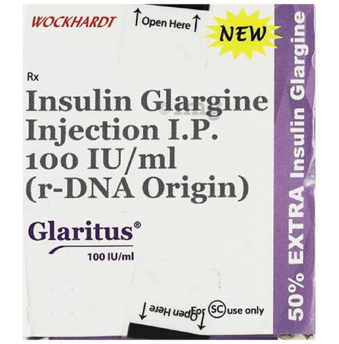 ग्लेरिटस 100Iu/Ml इंजेक्शन 3Ml सामग्री: इंसुलिन ग्लार्गिन (100Iu)