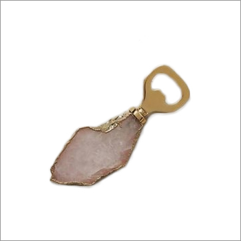Agate Bottle Opener - Agate With Gold Electroplating Edges | Stylish Stainless Steel Handle, Easy To Clean With Microfiber Cloth