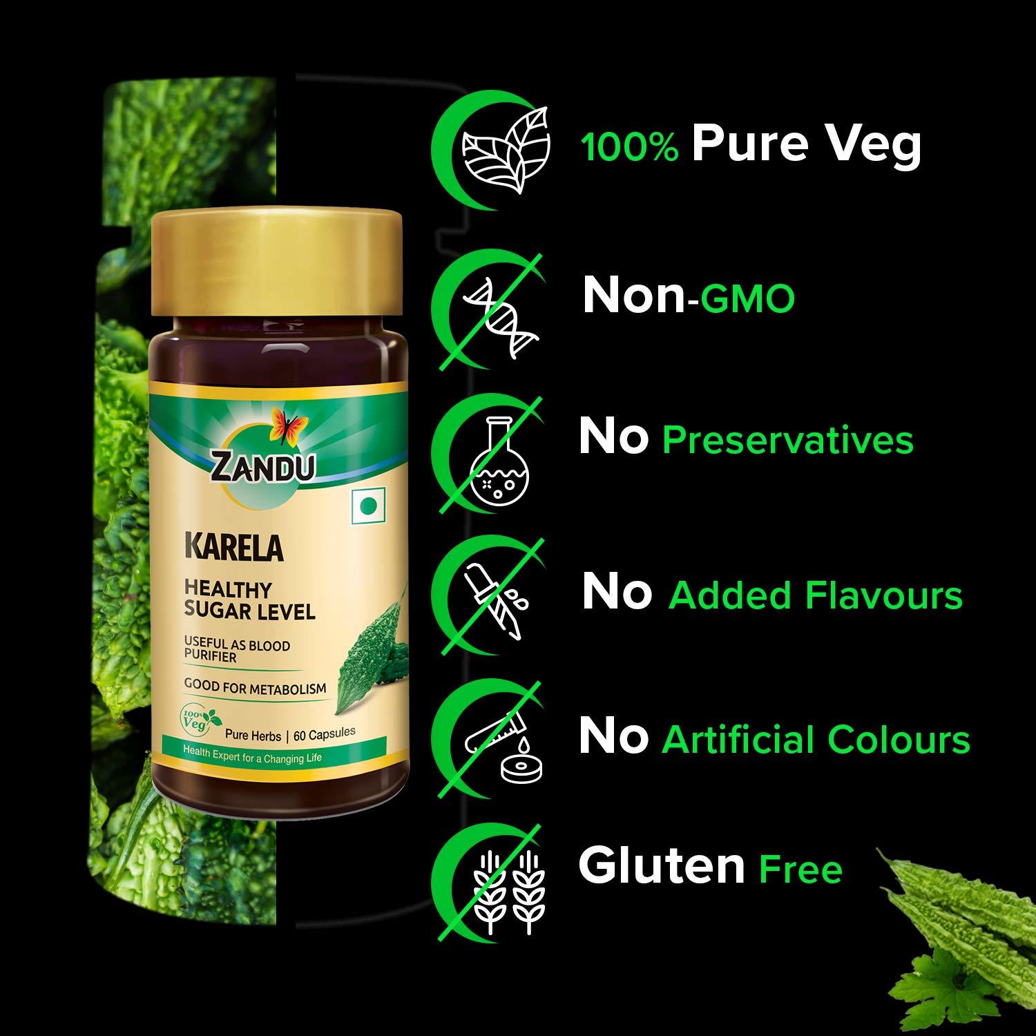 Zandu Karela (Bitter Melon) - 60 Veg Capsules Age Group: Suitable For All Ages