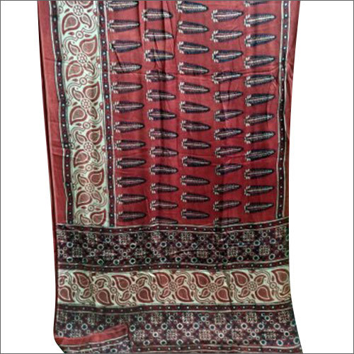Casual Ladies Ajrak Printed Cotton Saree