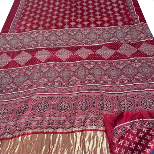 Casual Ladies Pure Gajji Silk Ajrakh Print Gharchola Bandhani Zari Checks Saree at Best Price in Bhuj A.jabbar Haji Zakariya.khatri