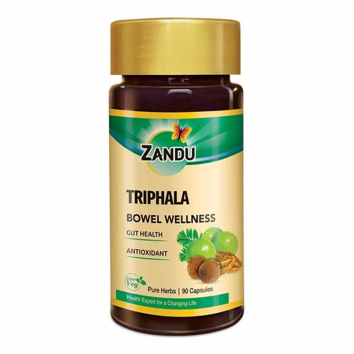 Zandu Triphala Capsules - 90 Veg Capsules | Promotes Bowel Wellness, Boosts Digestion and Immunity, Antioxidant-Rich Herbal Blend