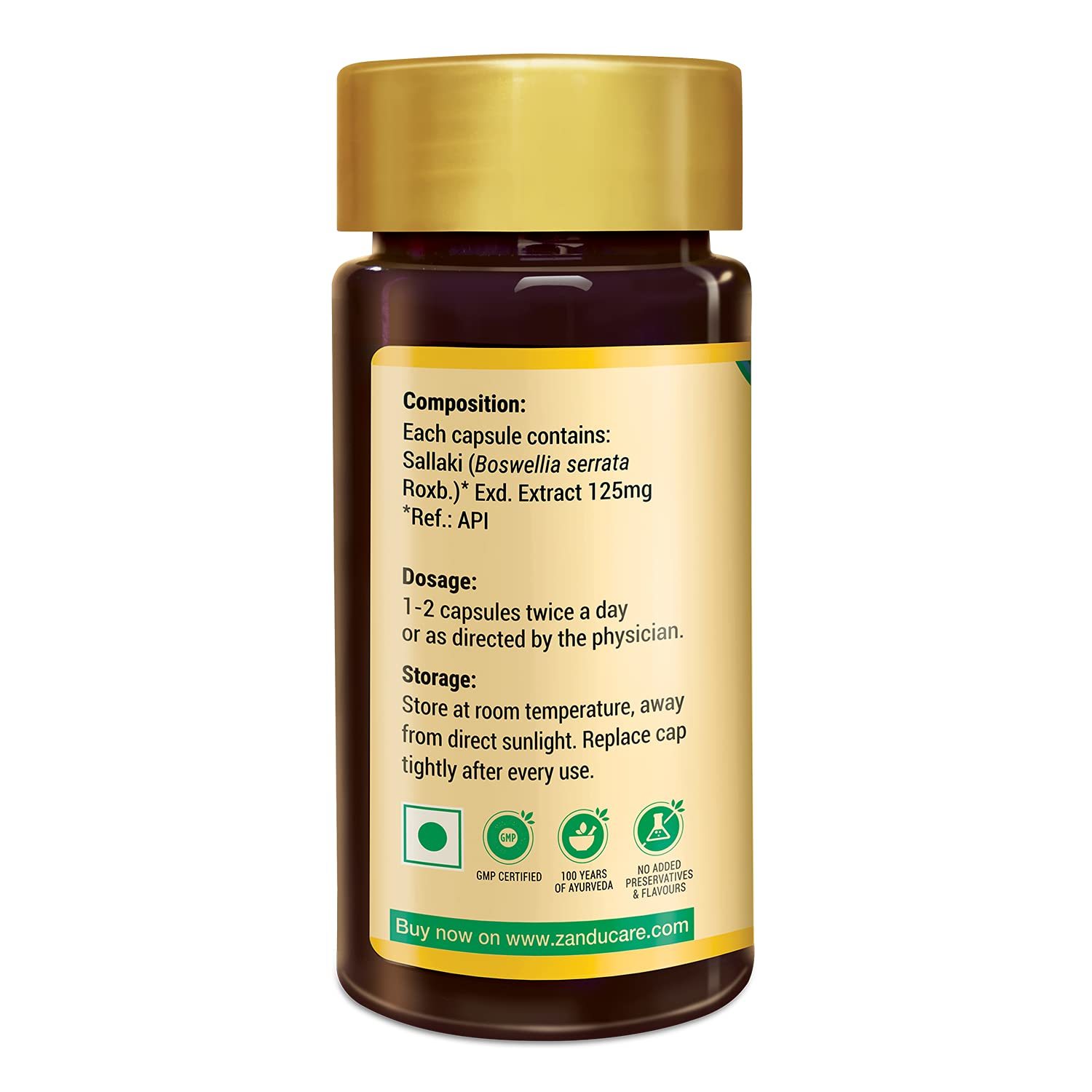 Zandu Sallaki Capsules - 60 Veg Capsules | Natural Relief For Joint And Bone Pain, Supports Osteoarthritis Management, Enhances Bone Density