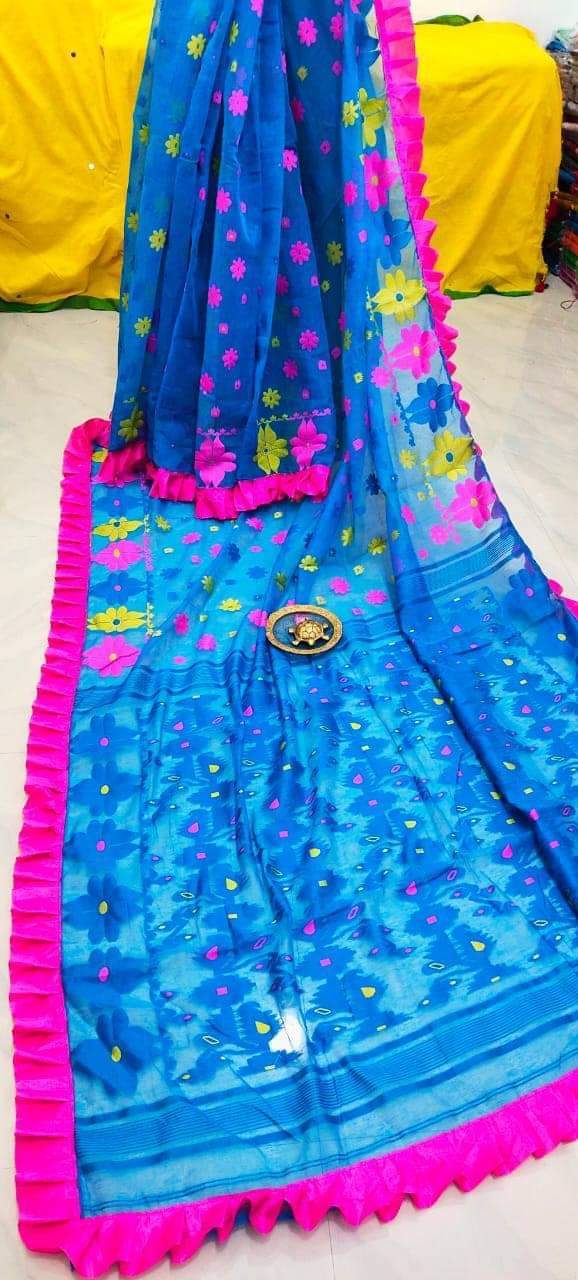 Red. Raffel Jamdani Saree.