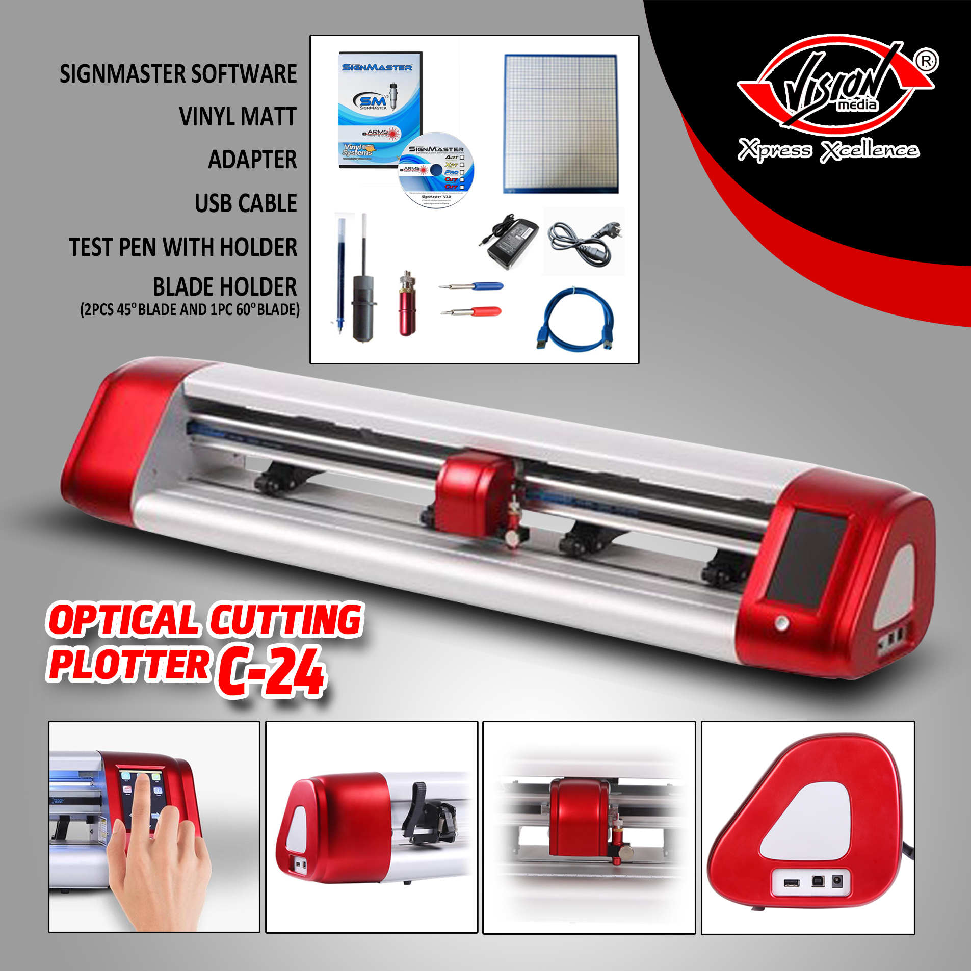 Skycut Vision Media C-24 Cutting Plotter - Color: Red