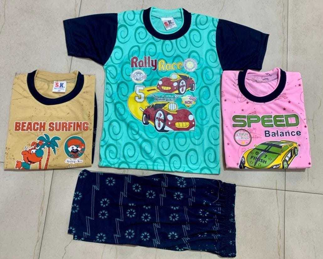 Baby T Shirts With Capry - Cotton Fabric, Available In Multiple Sizes, Attractive Printed Patterns, Anti-wrinkle, Washable, Short Sleeves, Trendy Style