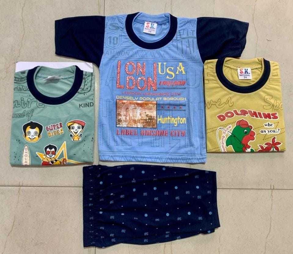 Baby T Shirts With Capry - Cotton Fabric, Available In Multiple Sizes, Attractive Printed Patterns, Anti-wrinkle, Washable, Short Sleeves, Trendy Style