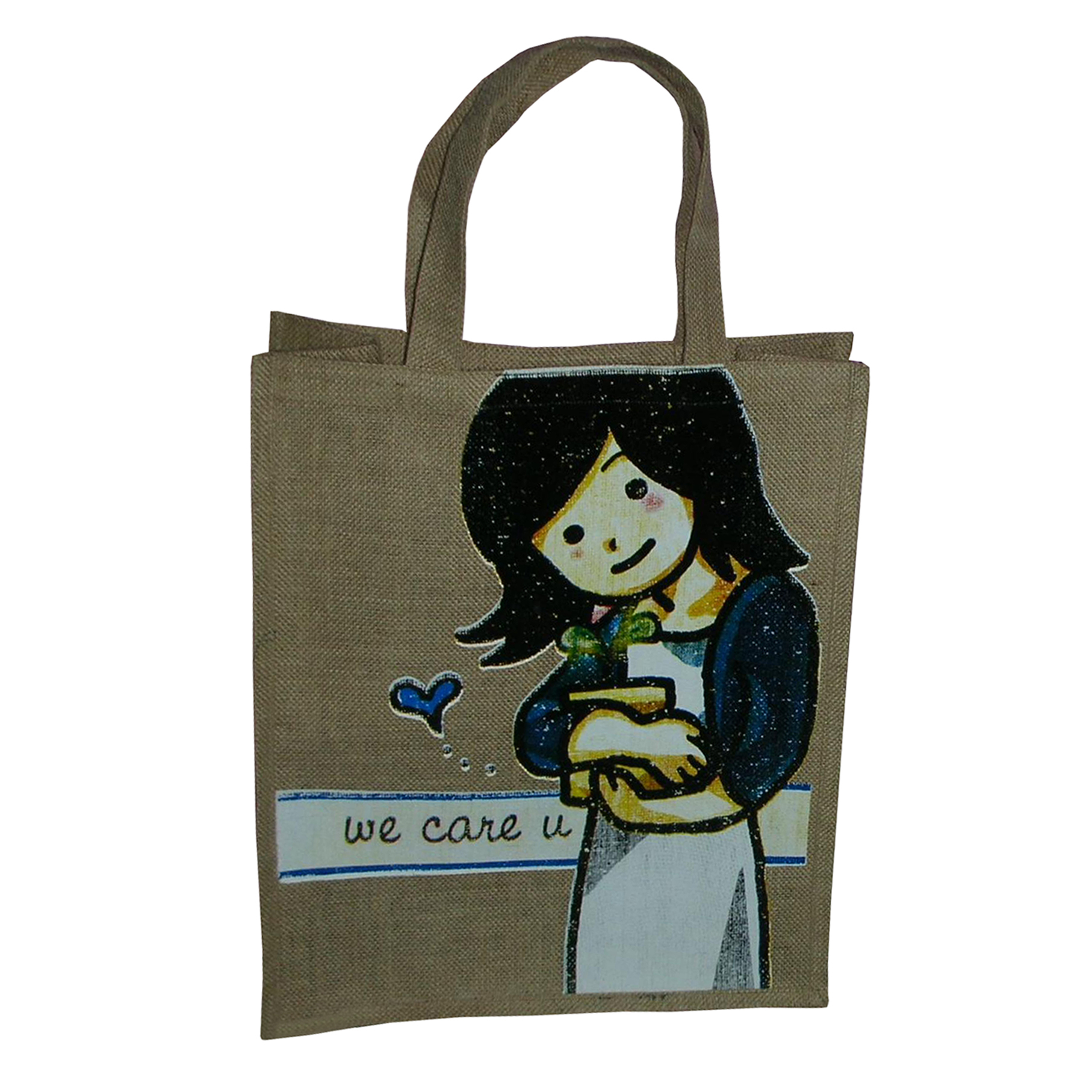 Re-useable 4 Color Screen Print Jute Bag