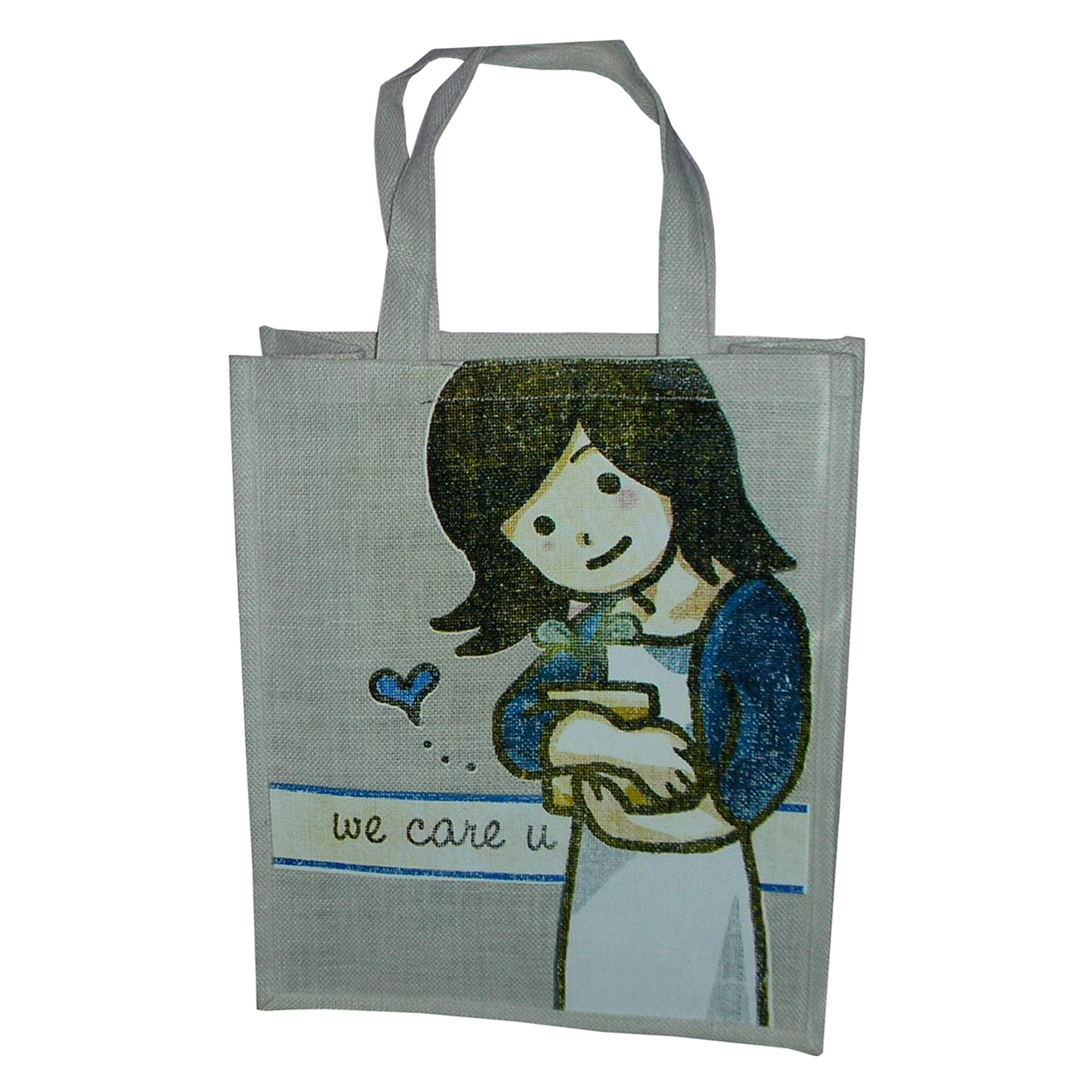 Re-useable 4 Color Screen Print Jute Bag