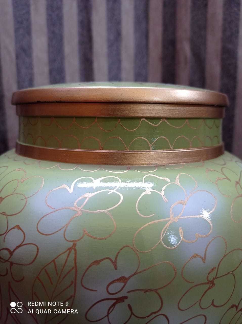 Aluminium Green Cremation Urn For Human Ashes