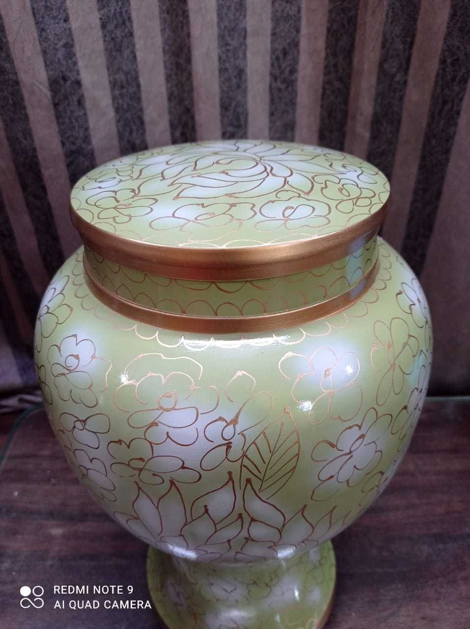 Aluminium Green Cremation Urn For Human Ashes