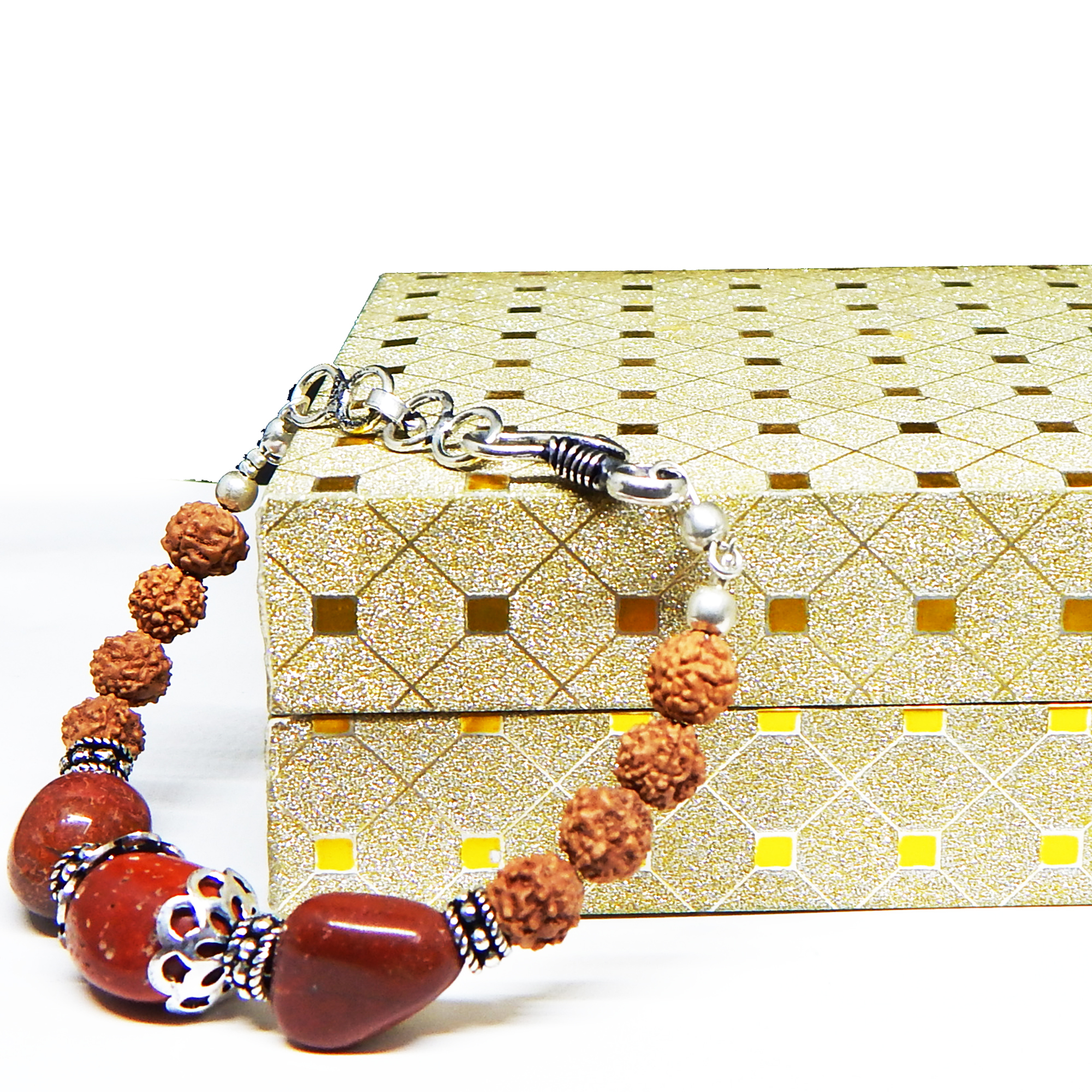 Health Red Jasper Tumble & Rudraksha Beads Bracelet