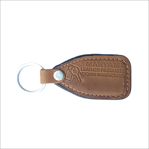 ML-BO-001 Tan Leather Keychains - 4 mm Foam Inner, Dark Brown Color, 24 mm Metal Ring | Customized, Heat Embossed, Perfect for Corporate and Employee Engagement Gifts
