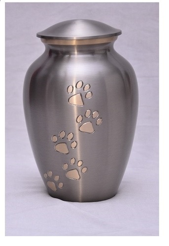 शाइनिंग एन्थ्रेसाइट ग्रे गोल्डन पेट पॉ अर्न फ्यूनरल सप्लाई