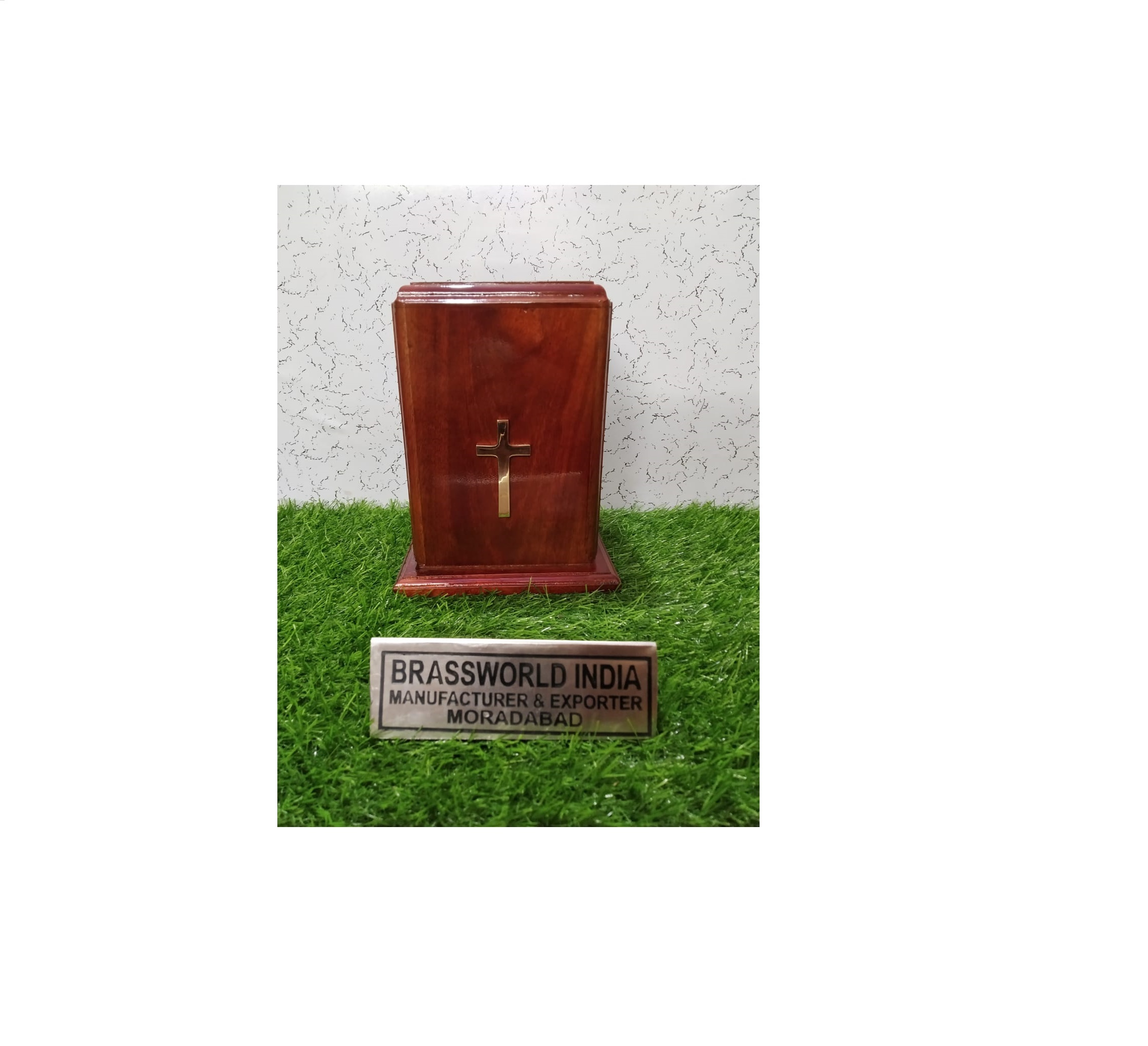 Wood Large Box Wood Polishing Shining With Cross Urn Funeral Supplies