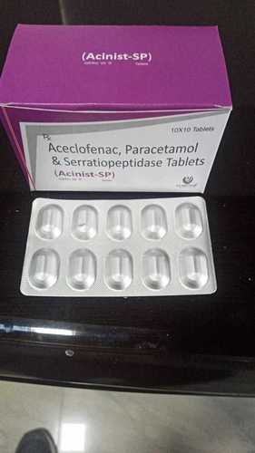 Aceclofenac Paracetamol Serratiopeptidase Tablets - 100 mg Aceclofenac, 325 mg Paracetamol, 10/15 mg Serratiopeptidase | Blister Packaging, Medicine Grade, Manufactured by Candour Pharmaceuticals