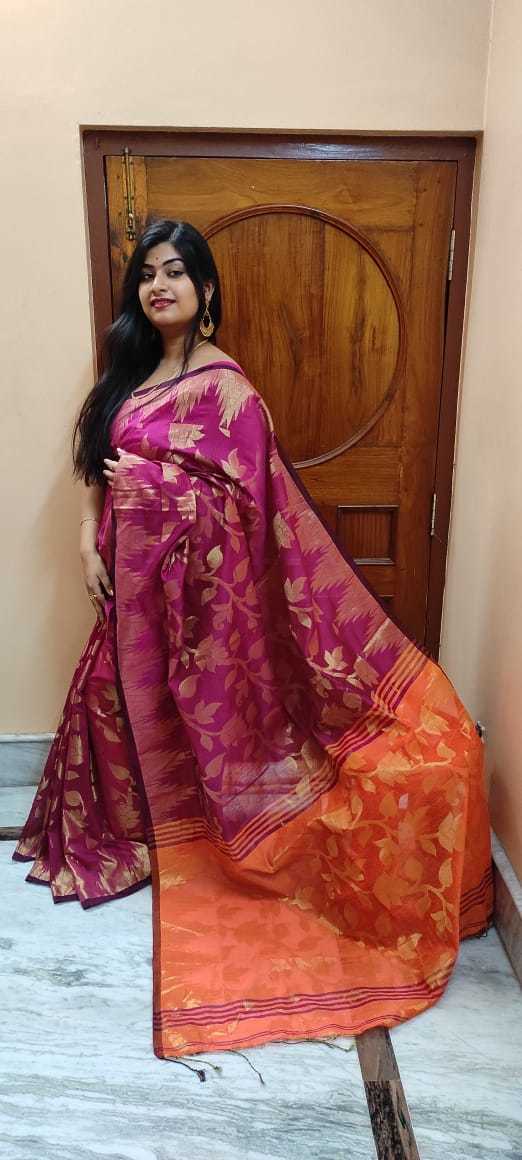 Swarnalata Saree - Cotton Silk, Maroon Color, Woven Pattern | Lightweight, High Strength, Perfect Party Wear, Includes Blouse Piece