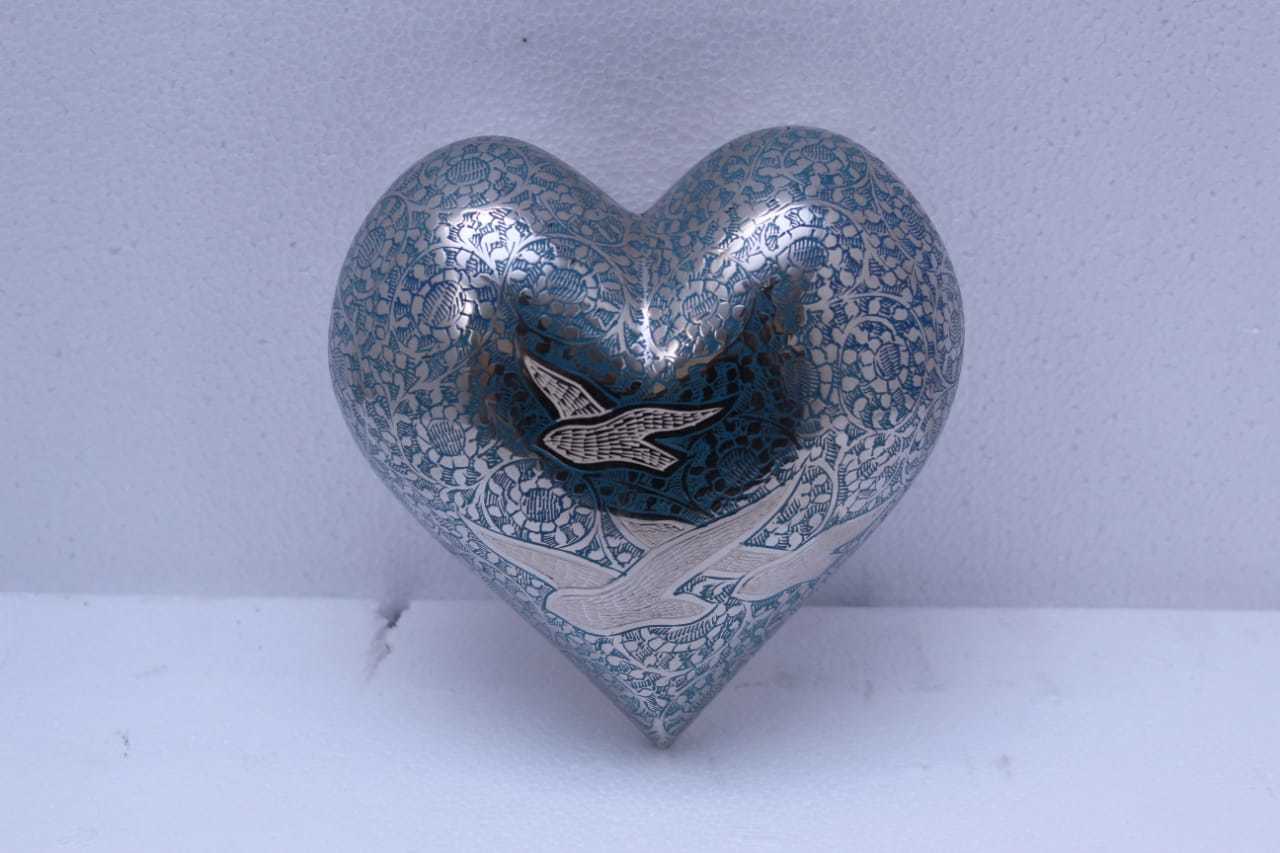 Purple Heart With Beautiful Flower Engraved Funeral Supplies