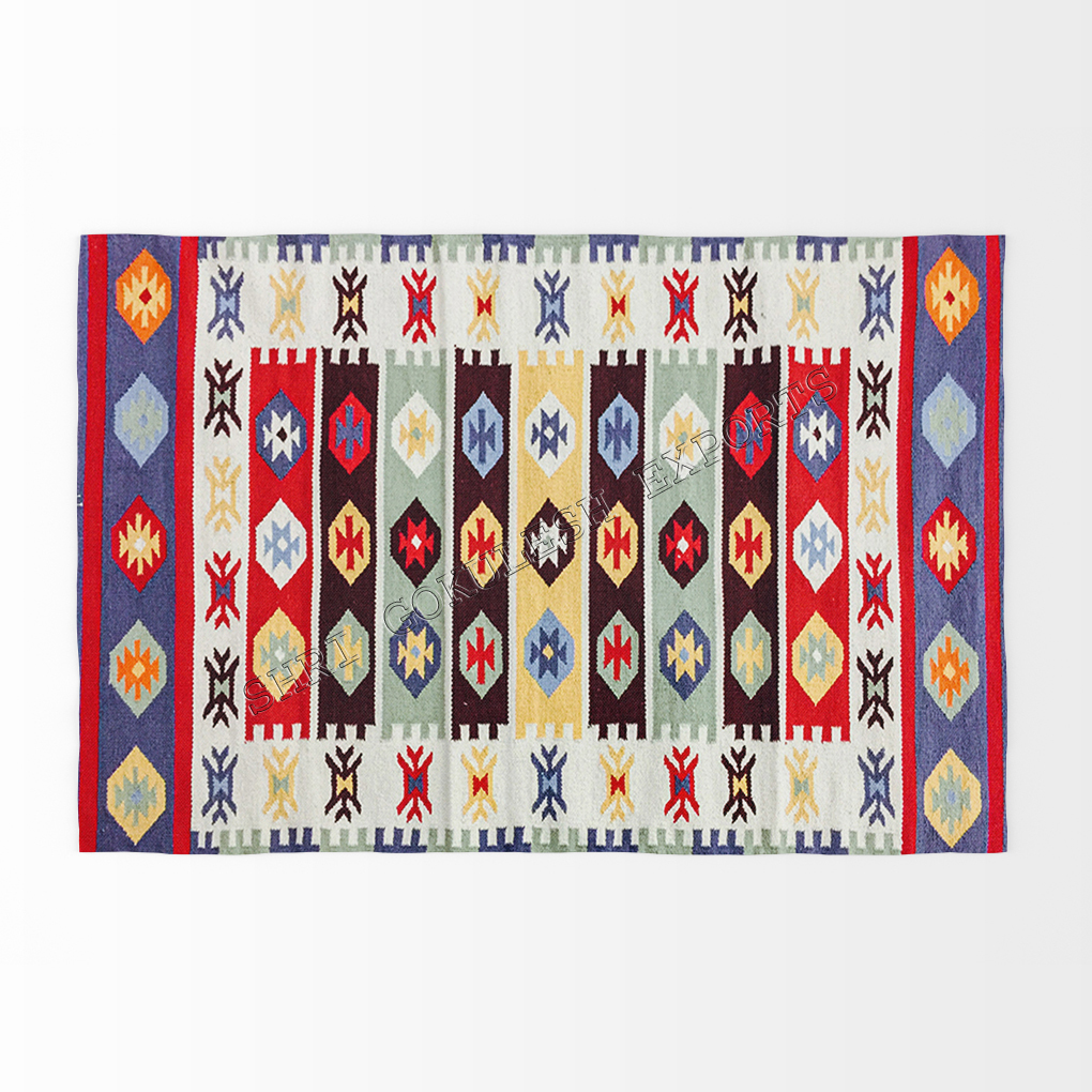 Indian Handmade 100% Cotton Carpets Back Material: Woven Back
