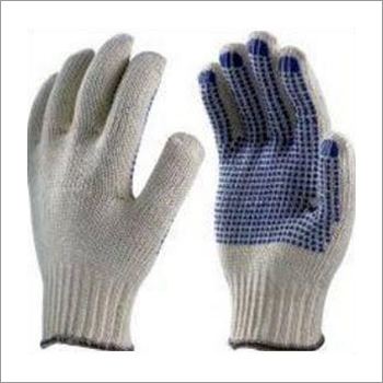 Cotton Knitted Gloves - Cotton Material, Various Sizes | Dotted Palm, Flexible Knit Wrist, Comfortable Fit, Straight Thumb