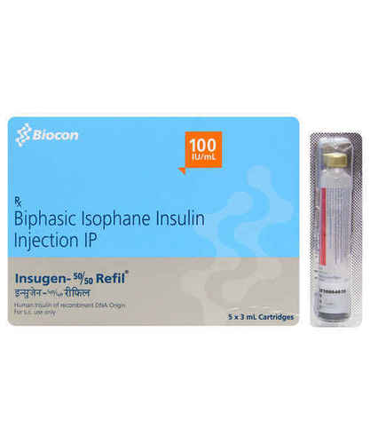 Insugen 50/50 Injection 100Iu/Ml Ingredients: Insulin Isophane/Nph (50%) + Human Insulin/Soluble Insulin (50%)