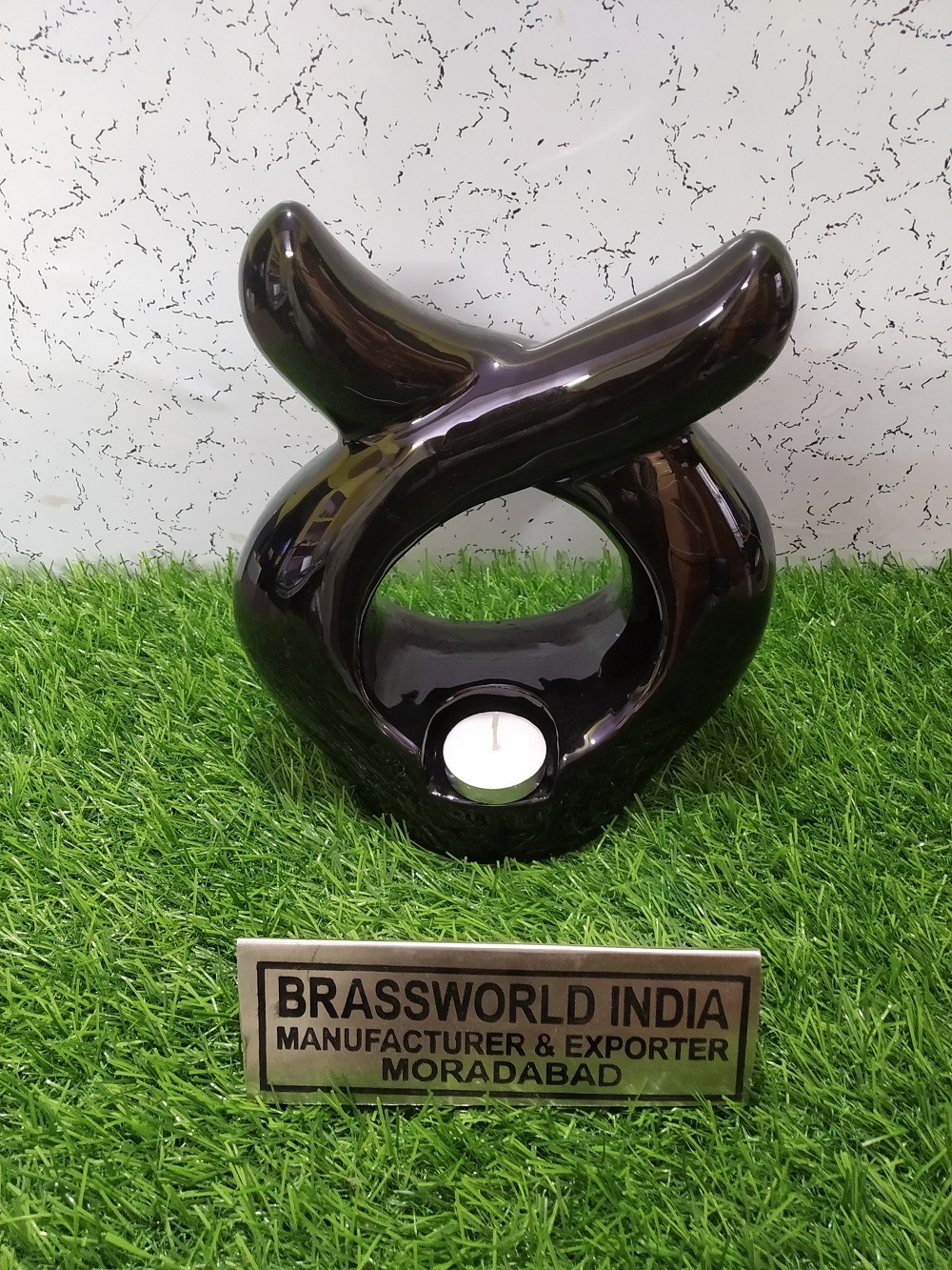 Black Round Tea Light Cremation Urn Funeral Supplies