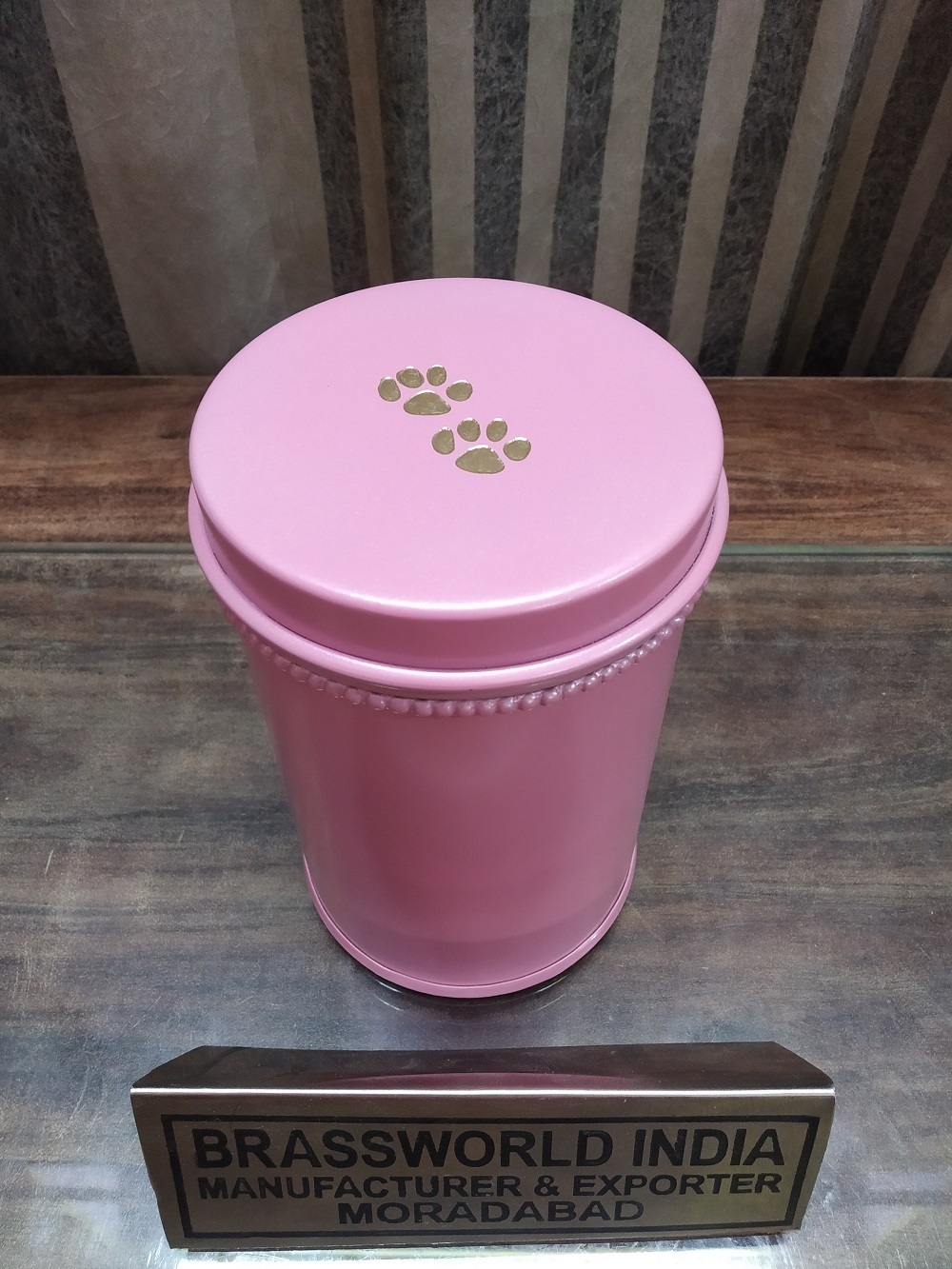 Round Pink Colour Pet Paw Urn Funeral Supplies