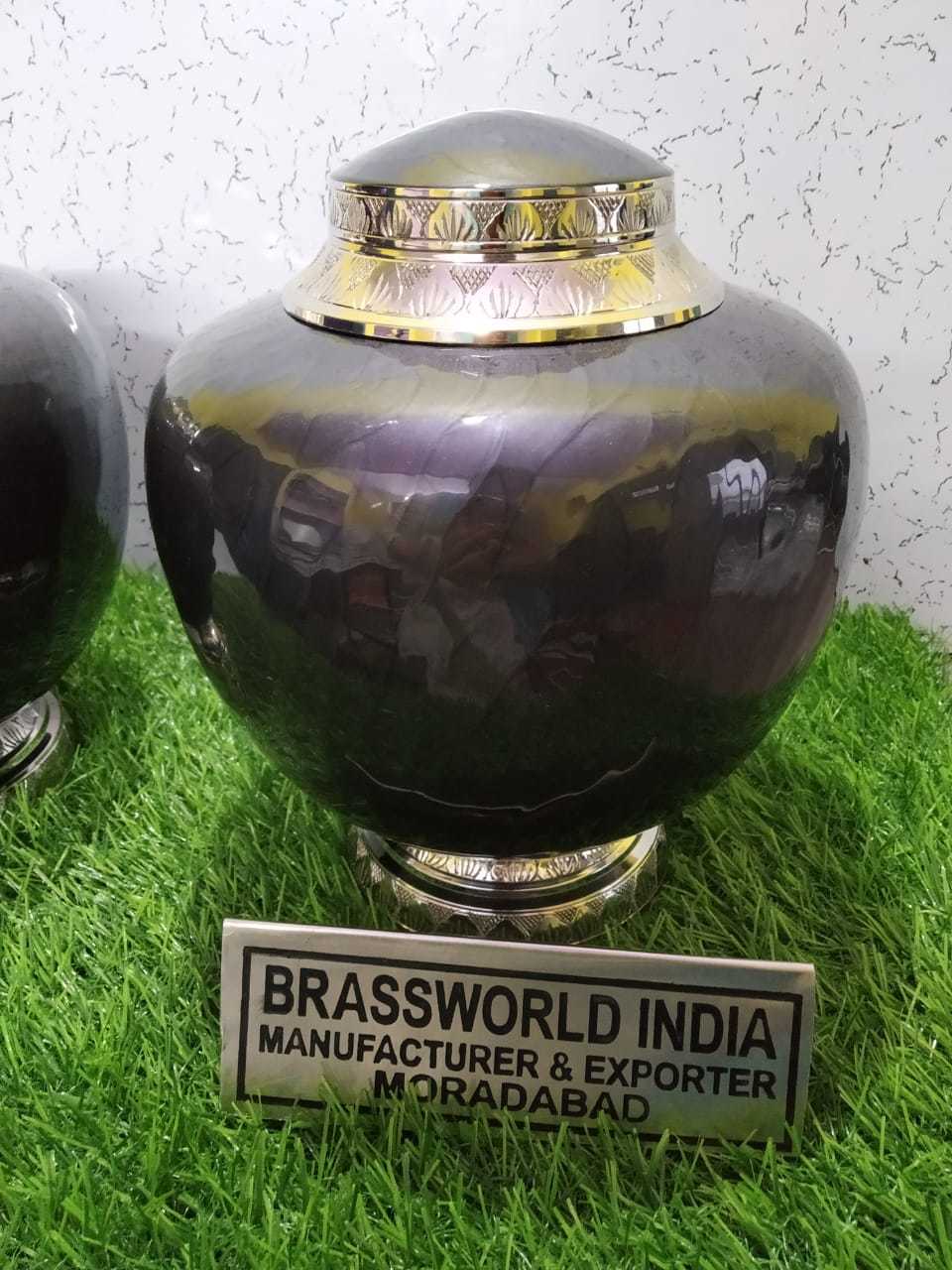 Aluminium Leaves Colourful Printed Urn Funeral Supplies