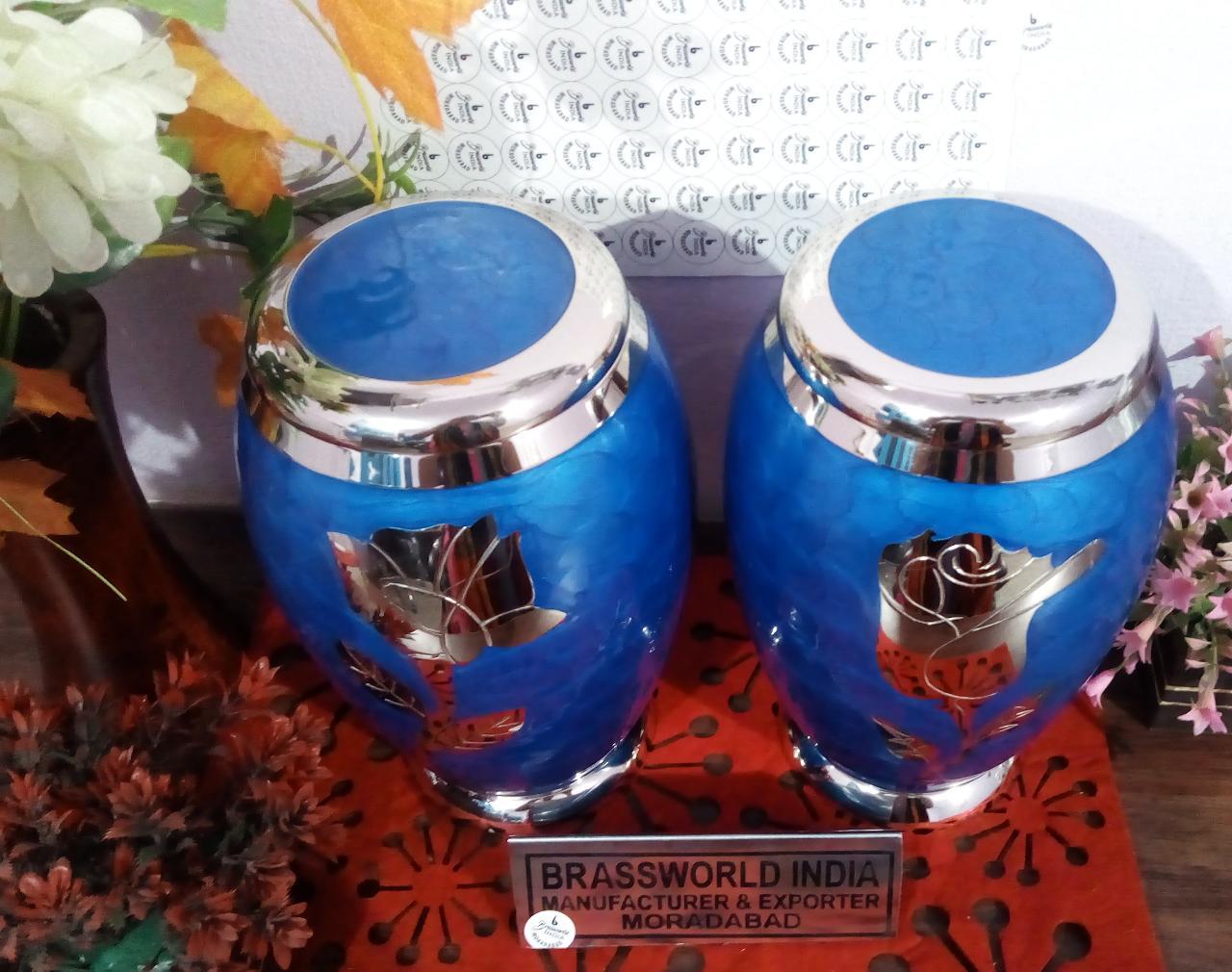 Brass Cremation Urn Colourful Rose Engraved Funeral Supplies