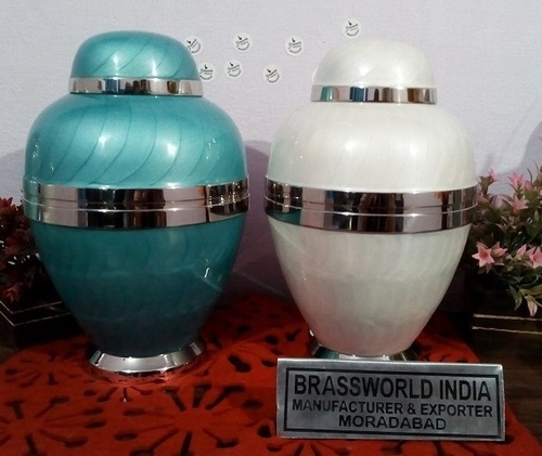 हरे और सफेद बैंड क्रीमियन कलश अंतिम संस्कार की आपूर्ति