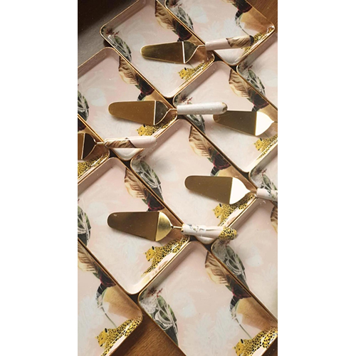 स्पैटुला साइज़ 107 इंच के साथ मेटैलिक प्रिंट इनेमल प्लैटर