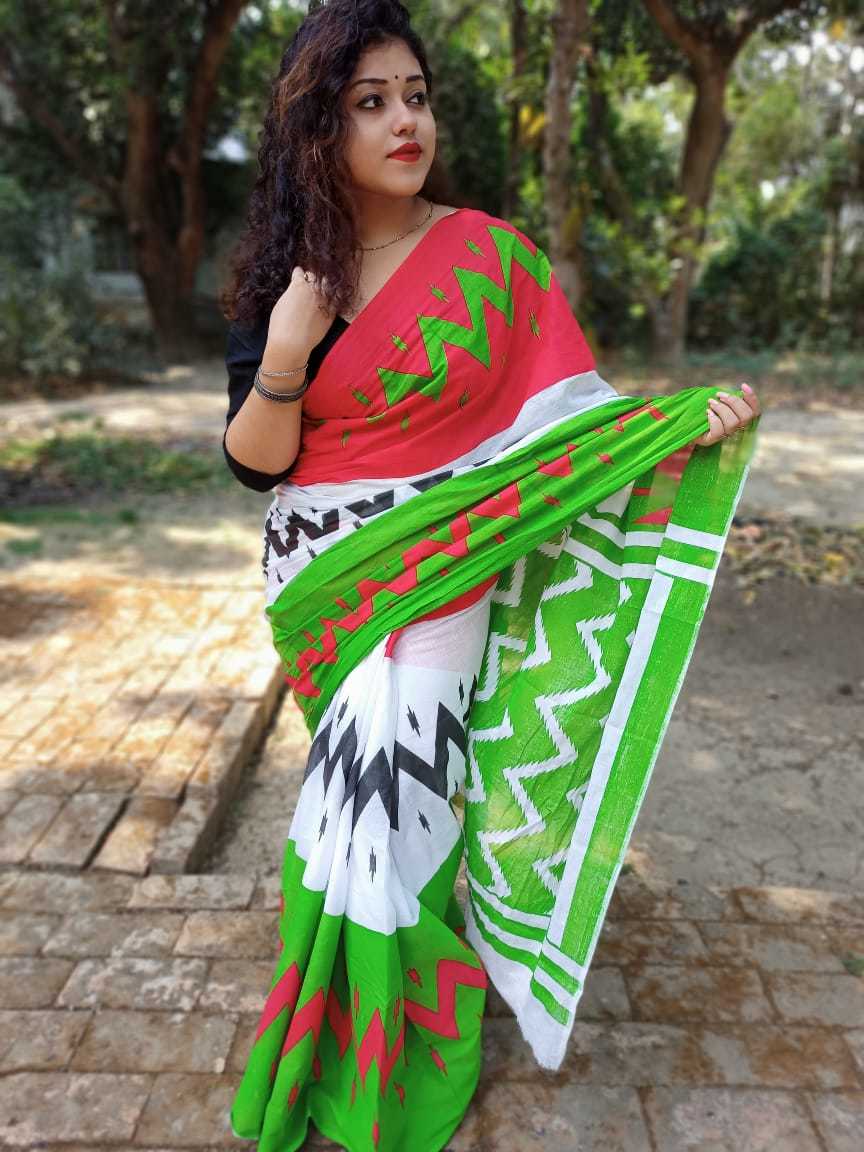 Molmol Saree - Cotton Silk, Light Pink Color | Lightweight, High Strength, Perfect For Party Wear