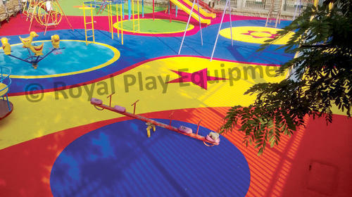 Children Play Area Rubber Flooring - 19 mm Thick, Multi-Color Options (Green, Blue, Orange, Red, Yellow) | Waterproof, Impact Absorbing, Non-Skid