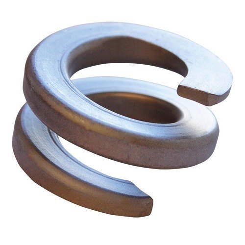 Double Coil Spring Washer - Stainless Steel, M24 Size, Grey Color, Round Shape | Features: Steel Material, Industrial Usage, Surface Finish: Polished