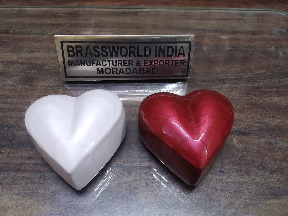 Brass Green Heart Keepsake Pet Paw Urn Funeral Supplies